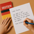 Žáci 4. třídy bilingvní třídy píší německým dětem 1